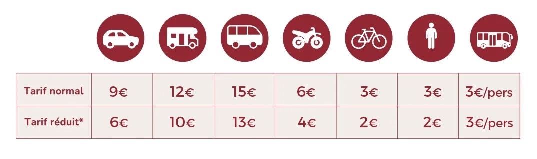 Tableaux tarifs haute saison 2026